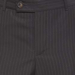 Gucci Black Pinstripe Wool Formal Trousers M