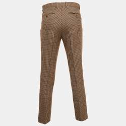 Gucci Brown Shepherd Check Wool Tapered Trousers L