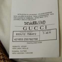 Gucci Brown Shepherd Check Wool Tapered Trousers L