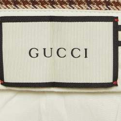 Gucci Brown Shepherd Check Wool Tapered Trousers L