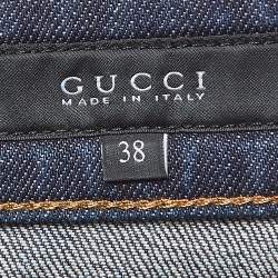 Gucci Navy Blue Faded Denim Low Rise Mini Skirt S