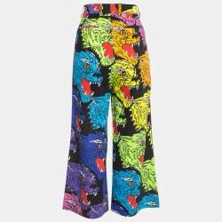 Pre Owned Gucci Multicolor Leopard Print Stretch Crepe Culottes S