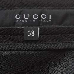 Pre Owned Gucci Black Leather Trim Nylon Slim Fit Trousers S