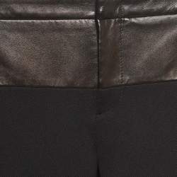 Pre Owned Gucci Black Leather Trim Nylon Slim Fit Trousers S