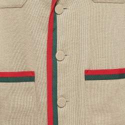 Gucci Brown Garden Embroidered Linen Mid-Length Coat XS
