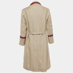 Gucci Brown Garden Embroidered Linen Mid-Length Coat XS