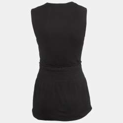 Pre Owned Gucci Black Jersey Smocked Sleeveless Top L