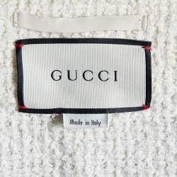 Pre Owned Gucci Off-White Tweed Web Trim Detail Oversized Cardigan S