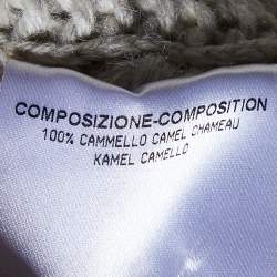 Pre Owned Gucci Cream Camel Wool Knit GG Embroidered Poncho S