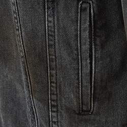 Gucci Grey Distressed Ripped Denim Metal Detail Jacket XL