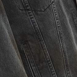 Gucci Grey Distressed Ripped Denim Metal Detail Jacket XL