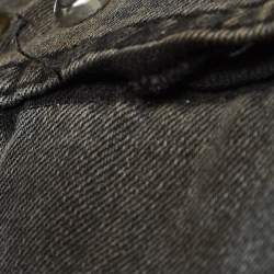 Gucci Grey Distressed Ripped Denim Metal Detail Jacket XL