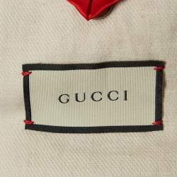 Gucci Grey Distressed Ripped Denim Metal Detail Jacket XL