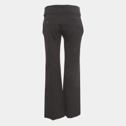 Gucci Black Stretch Knit GG Waist Detail Flared Trousers M