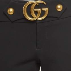 Gucci Black Stretch Knit GG Waist Detail Flared Trousers M