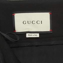 Gucci Black Stretch Knit GG Waist Detail Flared Trousers M