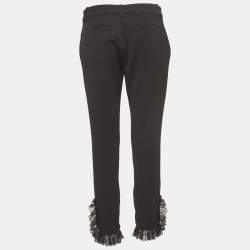 Pre Owned Gucci Black Stretch Cotton Lace Trimmed Skinny Pants M