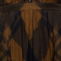 Gucci Green Checked Silk Halter Neck Midi Dress XS