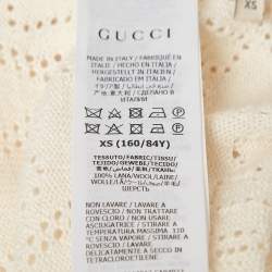 Pre Owned Gucci Cream GG Eyelet Wool Knit Crew Neck Top XS