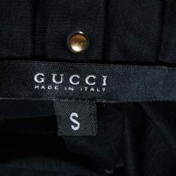 Gucci Black Cotton Stud Detail Long Sleeve Top S
