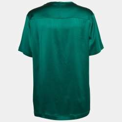 Gucci Dark Green Stretch Silk Half Sleeve T-Shirt M