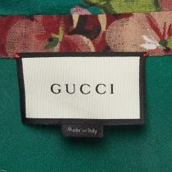 Gucci Green Floral Print Silk Shirt Dress M