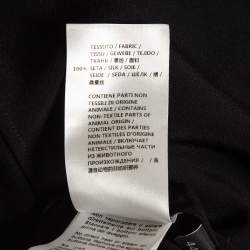 Pre Owned Gucci Black Silk GG Embellished Button Tie-Up Neck Shirt M