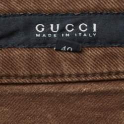 Pre Owned Gucci Brown Denim Metal Detail Flared Jeans S Waist 29''