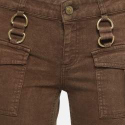 Pre Owned Gucci Brown Denim Metal Detail Flared Jeans S Waist 29''