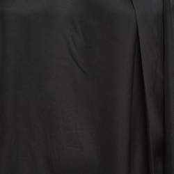 Gucci Black Satin Silk Button Detail Pleated Mini Dress S