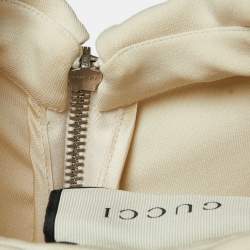 Pre Owned Gucci Cream Stretch Jersey Sylvie Web Trim Ruffled Dress XL