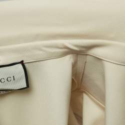 Pre Owned Gucci Cream Stretch Jersey Sylvie Web Trim Ruffled Dress XL