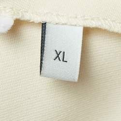 Pre Owned Gucci Cream Stretch Jersey Sylvie Web Trim Ruffled Dress XL