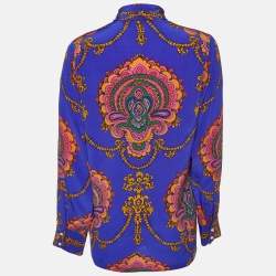 Gucci Blue Paisley Print Silk Button Front Blouse M