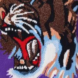 Pre Owned Gucci Purple Tiger Intarsia Knit Long Sleeve Sweater M
