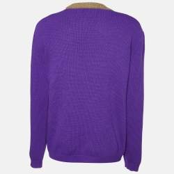 Pre Owned Gucci Purple Tiger Intarsia Knit Long Sleeve Sweater M