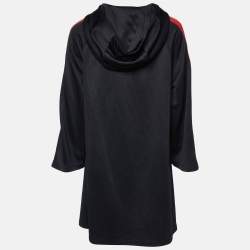 Pre Owned Gucci Black Knit Stripe Sleeve Detail Hooded Mini Dress M