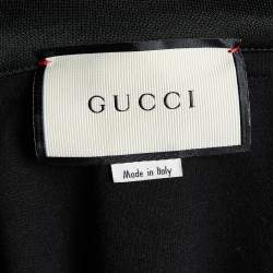 Pre Owned Gucci Black Knit Stripe Sleeve Detail Hooded Mini Dress M