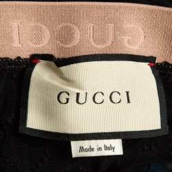 Gucci Black Logo Embroidered Tulle Sheer Leggings M