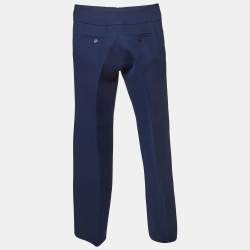Gucci Blue Double Stretch Jersey GG Marmont Buckle Detail Trousers S