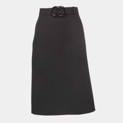 Gucci Black Silk Blend Belted Pencil Skirt S