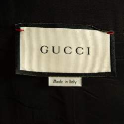 Gucci Black Slogan Printed Wool Blend Midi Skirt S