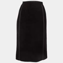 Gucci Black Velvet Midi Skirt S