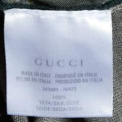 Gucci Olive Green Floral Print Silk & Knit Crew Neck Jumper M
