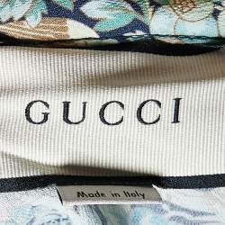 Pre Owned Gucci Blue Liberty Floral Print Cotton Crepe Maxi Dress S