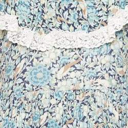 Pre Owned Gucci Blue Liberty Floral Print Cotton Crepe Maxi Dress S