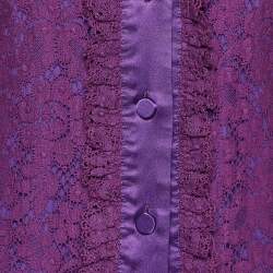 Pre Owned Gucci Purple Lace Buttoned Mini Shirt Dress S
