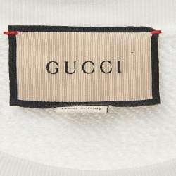 Gucci Off White Crystal Printed Cotton Sweatshirt M