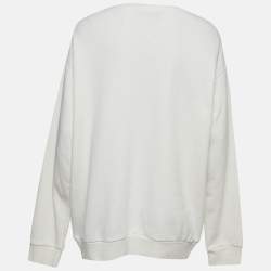 Gucci Off White Crystal Printed Cotton Sweatshirt M