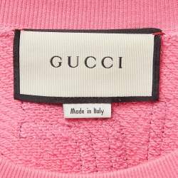 Pre Owned Gucci Pink Printed and Studded Cotton Sweatshirt M